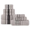BNM Cotton 9 Piece Assorted Floral Towel Set, Includes 3 Bath, 3 Hand, 3 Washcloth/Face Towels, Quick Dry, Home Essentials, Shower, Spa, Luxury Plush Soft Absorbent Towels, Zero Twist, Platinum view 1