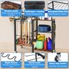 Dobures Garden Tool Organizer with Lockable Wheels, Heavy Duty Yard Tool Storage Rack for Shovels and Rakes, 3 Tier Lawn Care Utility Holder with hooks for Garage, Shed, Yard and Laundry Room view 4