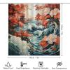 HOMCURSH Brebasf Abstract Japanese Cherry Blossom Shower Curtains Set 4 Pcs,Fantasy Ancient Japan Sun Great Wave Cherry Blossom Bathroom Curtains Non-Slip Rugs Bath Mat Toilet Lid Cover-72 W X 72" L view 2