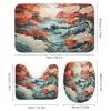 HOMCURSH Brebasf Abstract Japanese Cherry Blossom Shower Curtains Set 4 Pcs,Fantasy Ancient Japan Sun Great Wave Cherry Blossom Bathroom Curtains Non-Slip Rugs Bath Mat Toilet Lid Cover-72 W X 72" L view 3