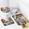 HOMCURSH Brebasf Abstract Japanese Cherry Blossom Shower Curtains Set 4 Pcs,Fantasy Ancient Japan Sun Great Wave Cherry Blossom Bathroom Curtains Non-Slip Rugs Bath Mat Toilet Lid Cover-72 W X 72" L view 4