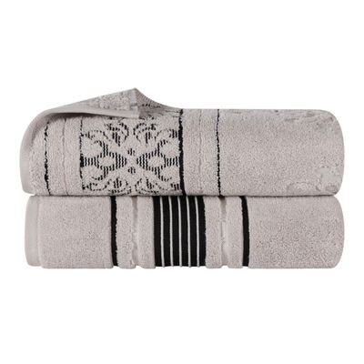 BNM Cotton Bath Sheet Set, Zero Twist, Oversized Large Absorbent Body Towels, Luxury Soft Drying, Shower, Spa, Hotel, Pool, Guest Bathroom, Home Essentials, Assorted Floral Set of 2, Platinum
