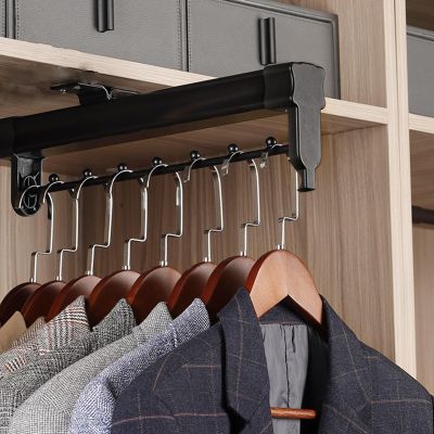 Top-mounted telescopic clothes hanger, Extendable Clothes Hanger, Upgraded dual guide rails, Divider bead design, Load 25kg(20in/510mm)