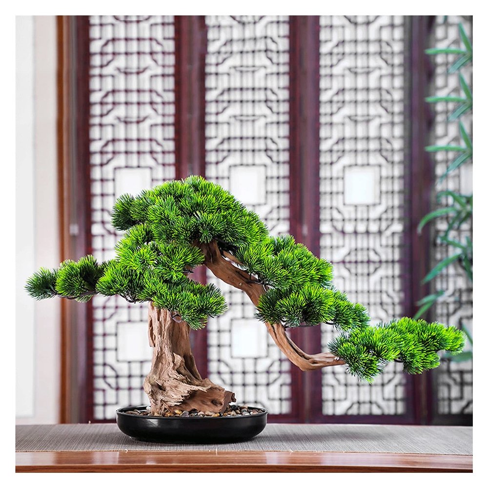 Artificial Bonsai Tree Artificial Plants Bonsai Pine Tree, 16 Inches Faux House Welcoming Pine Pot Plants, Simulation Pine for Office, Zen Garden Decoration Artificial Plants Indoor Fake Plants Bonsai