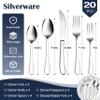 E-far Heavy Duty Silverware Set for 4, 20-Piece Stainless Steel Flatware Cutlery Set, Thick Metal Eating Utensils Including Forks and Spoons Knife, Heavy Weight & Mirror Finish, Dishwasher Safe view 2