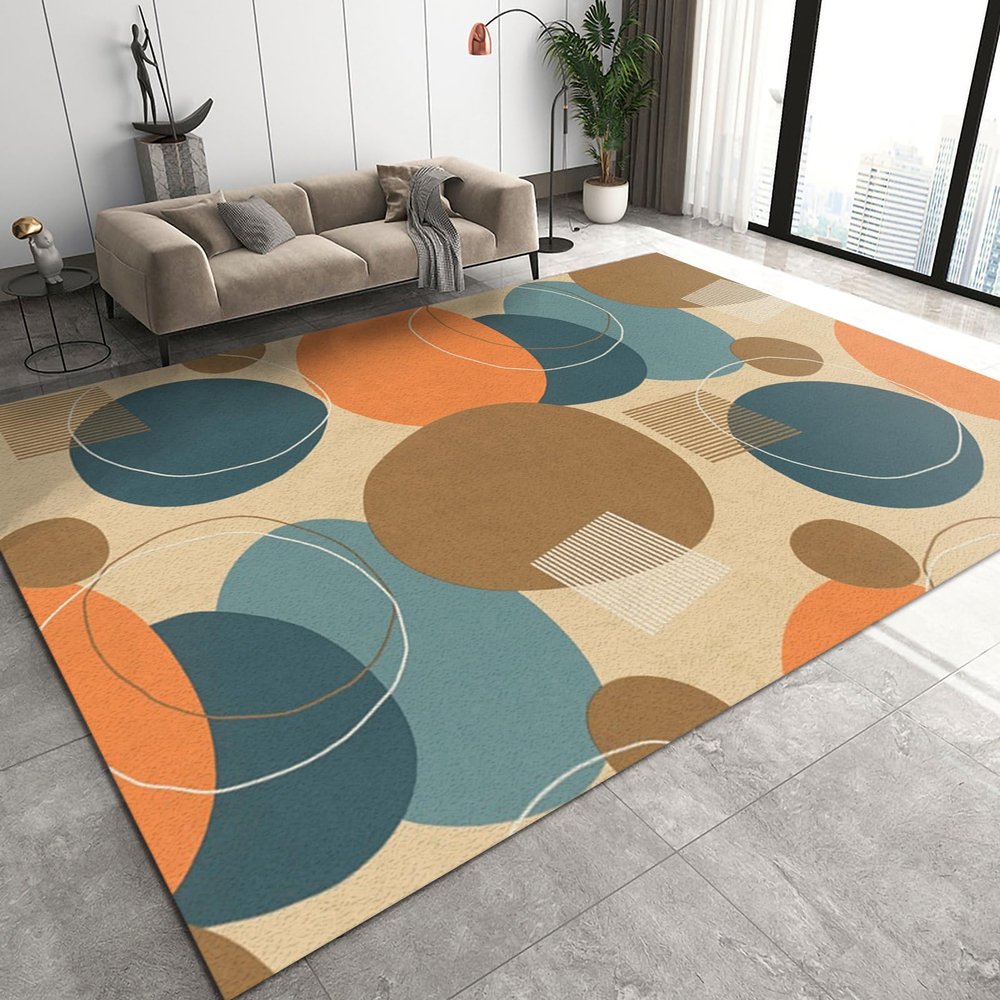 2x4 Runner Rugs Retro Mid Century Minimalist Fit Under Door Rugs for Entryway, Irregular Circular Geometric Aesthetics Kitchen Runner Rug Soft Non Slip Washable for Sink Entryway Hallways Indoor