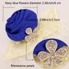 Arlai 2 pcs Rhinestone Leaves Pearl Decoration Hand Flower, Wedding Prom Party Satin Rose Wrist Corsage Flower - Dark Blue Artificial Flowers Party Wrist Accessory view 3