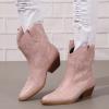 ZBYY Women Western Cowboy Cowgirl Stitched Ankle Boots Embroidered Snip Toe Chunky Stacked Heel Pull on Short Booties view 2