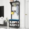 3-in-1 Entryway Coat Rack Hall Tree With Shoe Bench Bench Free Standing Clothes Hat Rack With Metal Frame Entryway Storage Shelf Organizer For Hallway Entryway Living Room (Size:60 * 30 * 172cm) view 1