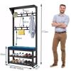 3-in-1 Entryway Coat Rack Hall Tree With Shoe Bench Bench Free Standing Clothes Hat Rack With Metal Frame Entryway Storage Shelf Organizer For Hallway Entryway Living Room (Size:60 * 30 * 172cm) view 2