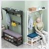 3-in-1 Entryway Coat Rack Hall Tree With Shoe Bench Bench Free Standing Clothes Hat Rack With Metal Frame Entryway Storage Shelf Organizer For Hallway Entryway Living Room (Size:60 * 30 * 172cm) view 4