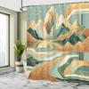 Ambesonne Mid Century Modern Boho Shower Curtain, Landscape Inspired Cloudy Mountains Geometric Shape, Cloth Fabric Bathroom Decor Set with Hooks, 69" W x 70" L, Amber Teal Burnt Orange view 2