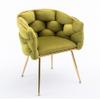 SPOFLYINN Accent Gold Legs Leisure Single Sofa, Knitting Process, Lazy Person Household Dresser Stool, Stylish Cosmetic Chair for Living Room, Bedroom, Office Oval 1 22.44 Olive Green Velvet 1 view 1