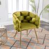SPOFLYINN Accent Gold Legs Leisure Single Sofa, Knitting Process, Lazy Person Household Dresser Stool, Stylish Cosmetic Chair for Living Room, Bedroom, Office Oval 1 22.44 Olive Green Velvet 1 view 2