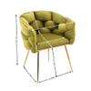 SPOFLYINN Accent Gold Legs Leisure Single Sofa, Knitting Process, Lazy Person Household Dresser Stool, Stylish Cosmetic Chair for Living Room, Bedroom, Office Oval 1 22.44 Olive Green Velvet 1 view 3