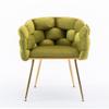 SPOFLYINN Accent Gold Legs Leisure Single Sofa, Knitting Process, Lazy Person Household Dresser Stool, Stylish Cosmetic Chair for Living Room, Bedroom, Office Oval 1 22.44 Olive Green Velvet 1 view 4