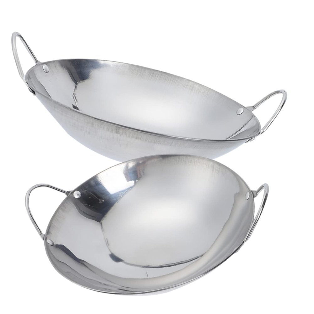 BESPORTBLE 2pcs Stainless Steel Stir-fry Pans Removable Handle Cookware Korean Pot Ramen Pot Easy Clean Kitchen Cooking Tool