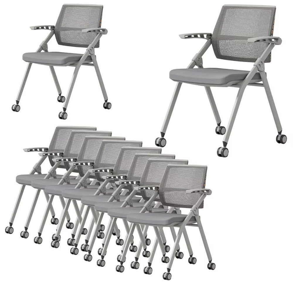 10 Pack Ergonomic Mesh Rolling Conference Room Chairs, Stackable Conference Room Chairs with Wheels and Arms for Meeting, Training & Home Office