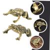Amosfun 2sets Brass Toad and Frog Figurine Antique Brass Statues for Home Decor Unique Decorative Accents for Tabletop Display Collection Toad Frog view 2