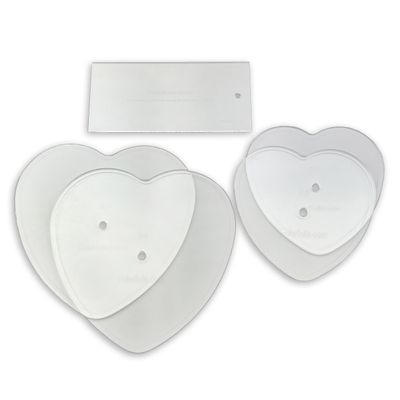 CAKESAFE  Heart Shaped Bare Necessities Kit - 2-6.5 and 8.5" Clear  Acrylic Disks  Perfect Icing Tool to Smooth the Buttercream on Your Cakes
