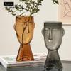 Italy Decor Glass vase Creative Glass Smile face Glass Bud Flower pots Flower vases Scandinavian vases face vase (Grey, S: 12 * 11.5 * 23.5CM) view 4