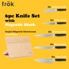 Frok 6 Piece German Steel Knife Set W/Magnetic Block - Black view 2