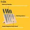 Frok 6 Piece German Steel Knife Set W/Magnetic Block - Black view 3