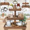 3 Tier Serving Tray [3 in 1] - Gorgeous Coffee Table Tray [Includes 3 Changeable Handles] - Can Assemble into a 1, 2 or 3 Tier Decor - Kitchen Table Centerpiece - Rectangle Wooden Serving Stand view 1