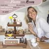 3 Tier Serving Tray [3 in 1] - Gorgeous Coffee Table Tray [Includes 3 Changeable Handles] - Can Assemble into a 1, 2 or 3 Tier Decor - Kitchen Table Centerpiece - Rectangle Wooden Serving Stand view 2