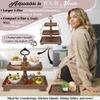 3 Tier Serving Tray [3 in 1] - Gorgeous Coffee Table Tray [Includes 3 Changeable Handles] - Can Assemble into a 1, 2 or 3 Tier Decor - Kitchen Table Centerpiece - Rectangle Wooden Serving Stand view 4