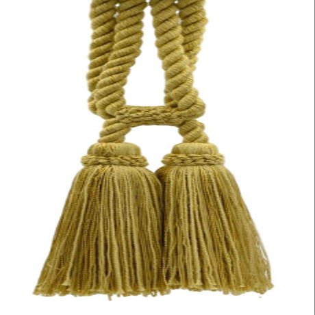 DCOPRO Traditional Cotton Double Tassel Curtain Tassel Tieback Tassel Length 5 1/2" (14cm) 27" Spread (68.5cm) (Style# TBC0552) Antique Gold #C4 (Dark Yellow Gold) Set of 10