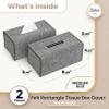 2 Pack Decorative Tissue Box Holder - Modern Felt Tissue Box Cover - Rectangle - Medium Size - Taupe view 2