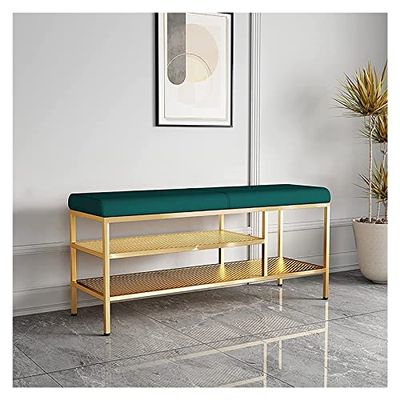 Entryway Bench, Shoe Bench for Living Room, Shoe Bench with 2 Tiers Storage Metal Frame Shoe Rack with Foot Pad Design, for Entryway, Living Room, Bedroom (Size : 80 * 32 * 47 cm)
