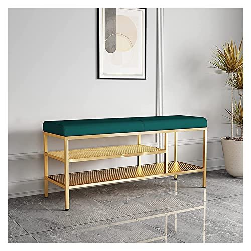 Entryway Bench, Shoe Bench for Living Room, Shoe Bench with 2 Tiers Storage Metal Frame Shoe Rack with Foot Pad Design, for Entryway, Living Room, Bedroom (Size : 80 * 32 * 47 cm)