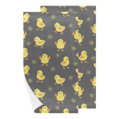 bisibuy Yellow Chicken Cute Hand Towels for Bathroom 28.3 x 14.4 Decorative Kitchen Hand Towel Soft Absorbent Bathroom Towels Set of 2 Kitchen Drying Towels Home Farmhouse Decor Gifts