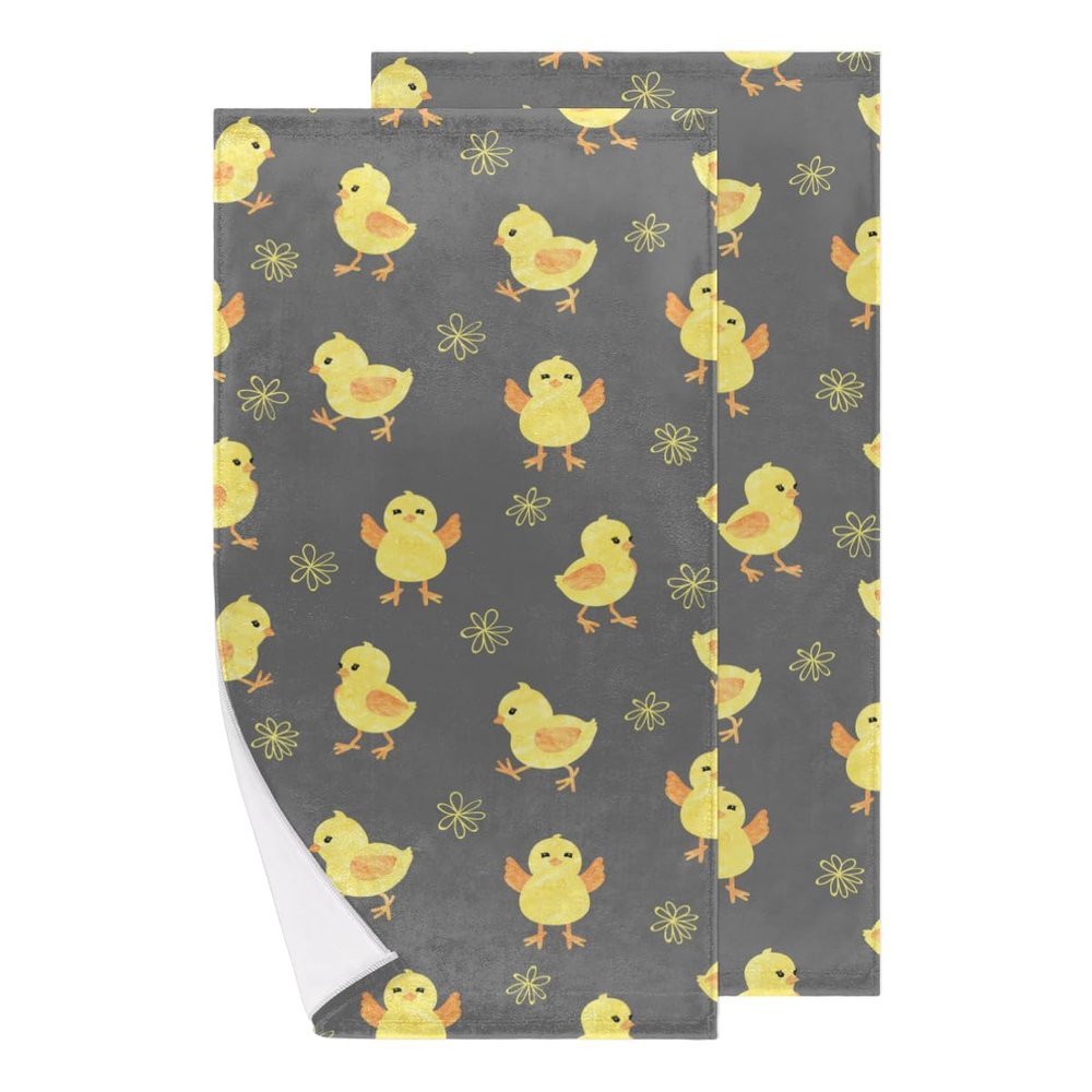 bisibuy Yellow Chicken Cute Hand Towels for Bathroom 28.3 x 14.4 Decorative Kitchen Hand Towel Soft Absorbent Bathroom Towels Set of 2 Kitchen Drying Towels Home Farmhouse Decor Gifts