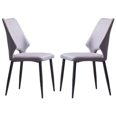 AYARNA Tech Cloth Dining Chairs Set of 2 Kitchen Living Room Lounge Counter Chairs Sturdy Carbon Steel Metal Legs(Light Gray+Dark Gray)