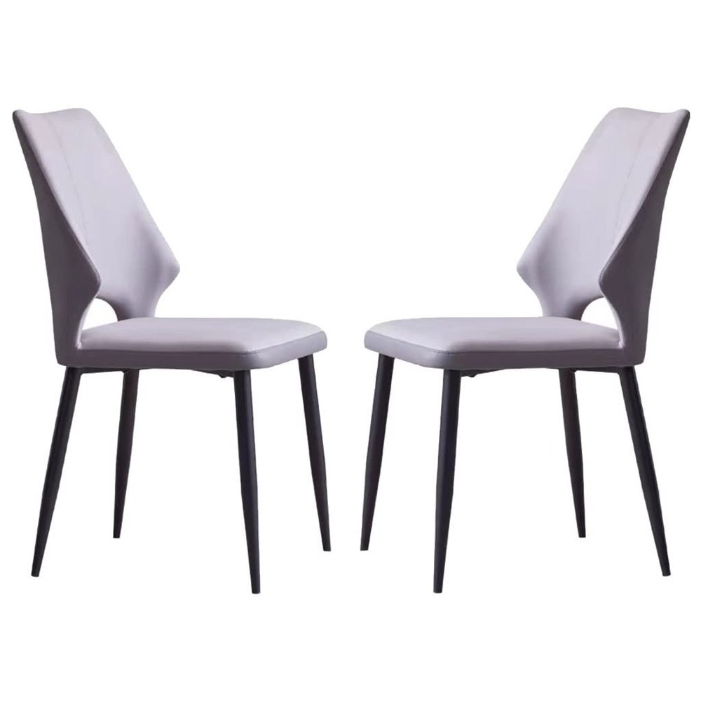 AYARNA Tech Cloth Dining Chairs Set of 2 Kitchen Living Room Lounge Counter Chairs Sturdy Carbon Steel Metal Legs(Light Gray+Dark Gray)