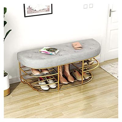 Entryway Bench, Shoe Bench for Living Room, Shoe Storage Bench with Metal Frame Modern Entryway Shoe Stool with Padded Cushion Seat, for Entryway, Living Room, Hallway ( Color : Grey , Size : 100*45*3