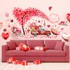 2 Sheets Valentine's Day Wall Decals Heart Tree Red Truck Valentines Day Wall Stickers Romantic Love Heart Wall Decor Home Bedroom Decor for Couple Living Room Kitchen Window Wedding Anniversary Art view 1
