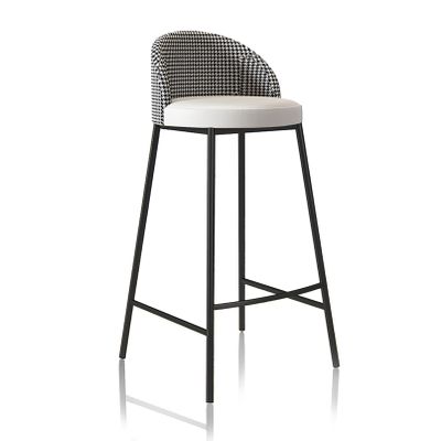 Bar Stool with Back and Footrest Counter Height Bar Stools with Back, Upholstered Faux Leather Bar Stools, Modern Kitchen Stools Chairs with Thick Cushion and Sturdy Metal Legs for Dining, 1 Stool