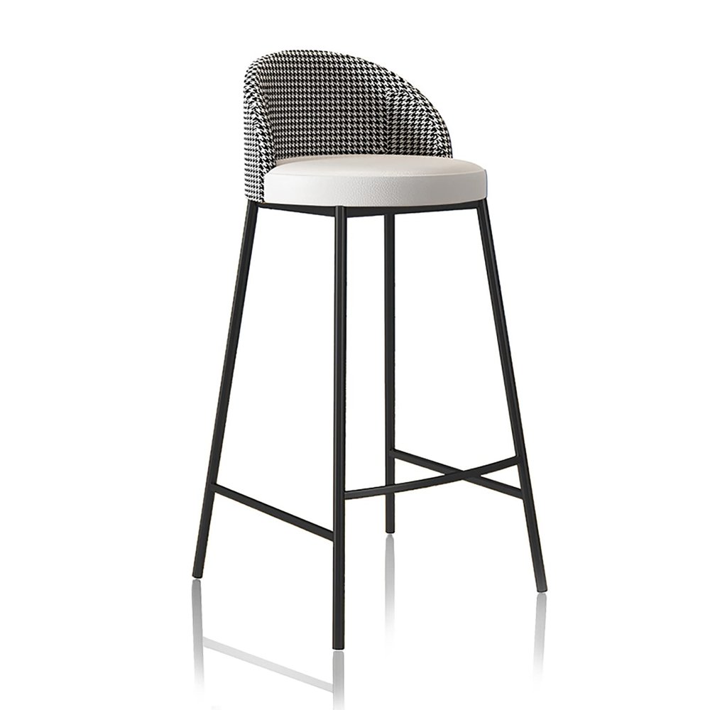 Bar Stool with Back and Footrest Counter Height Bar Stools with Back, Upholstered Faux Leather Bar Stools, Modern Kitchen Stools Chairs with Thick Cushion and Sturdy Metal Legs for Dining, 1 Stool