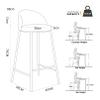 Bar Stool with Back and Footrest Counter Height Bar Stools with Back, Upholstered Faux Leather Bar Stools, Modern Kitchen Stools Chairs with Thick Cushion and Sturdy Metal Legs for Dining, 1 Stool view 3
