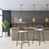 Bar Stool with Back and Footrest Counter Height Bar Stools with Back, Upholstered Faux Leather Bar Stools, Modern Kitchen Stools Chairs with Thick Cushion and Sturdy Metal Legs for Dining, 1 Stool view 4