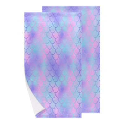 bisibuy Mermaid Pattern Bathroom Hand Towels Decorative Set of 2 Kitchen Towels Lightweight Absorbent Mermaid Skin Hand Towels for Bathroom Hand Kitchen Home Decor Gifts