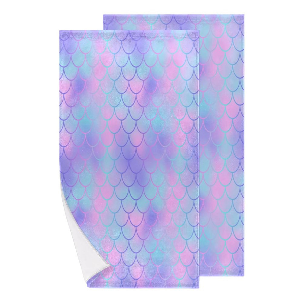 bisibuy Mermaid Pattern Bathroom Hand Towels Decorative Set of 2 Kitchen Towels Lightweight Absorbent Mermaid Skin Hand Towels for Bathroom Hand Kitchen Home Decor Gifts