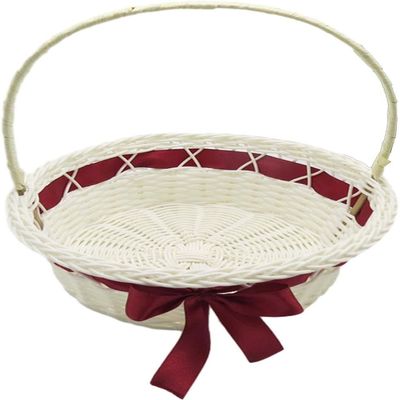 Wedding Girl Flower Basket Easter Eggs Candy Basket Small Flowers Basket Bride Candy Container Wedding Basket for Wedding Bride Shower Engagement Party Supply - Dark Red, L