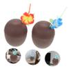 IMIKEYA 2 Pcs Coconut Cup Tiki Bar Cups Coconuts Cups for Adults Photo Props Poolside Parties Drinking Summer Drink Luau Festival s Decorative Cup The Flowers Plastic view 4