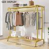 Metal Clothes Rail Double Pole Coat Rack Freestanding Garment Rack Hanger Shelf for Bedroom Home Indoor Clothes Rack Multifunctional Garment Rack Shelves Suitable for Home Bedroom view 2