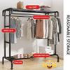 Metal Clothes Rail Double Pole Coat Rack Freestanding Garment Rack Hanger Shelf for Bedroom Home Indoor Clothes Rack Multifunctional Garment Rack Shelves Suitable for Home Bedroom view 3